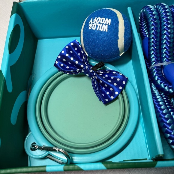Dog Set. Collapsible bowl, leash, bow, tennis ball. NEW - Picture 2 of 10